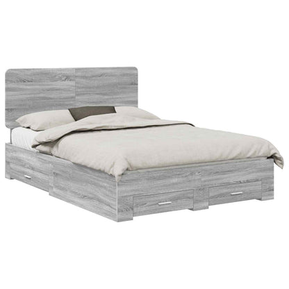 Struttura del letto con testiera Grigio Sonoma 140 x 190 cm | homemem39