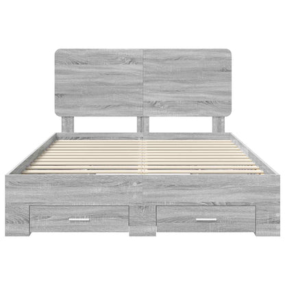 Struttura del letto con testiera Grigio Sonoma 140 x 190 cm | homemem39