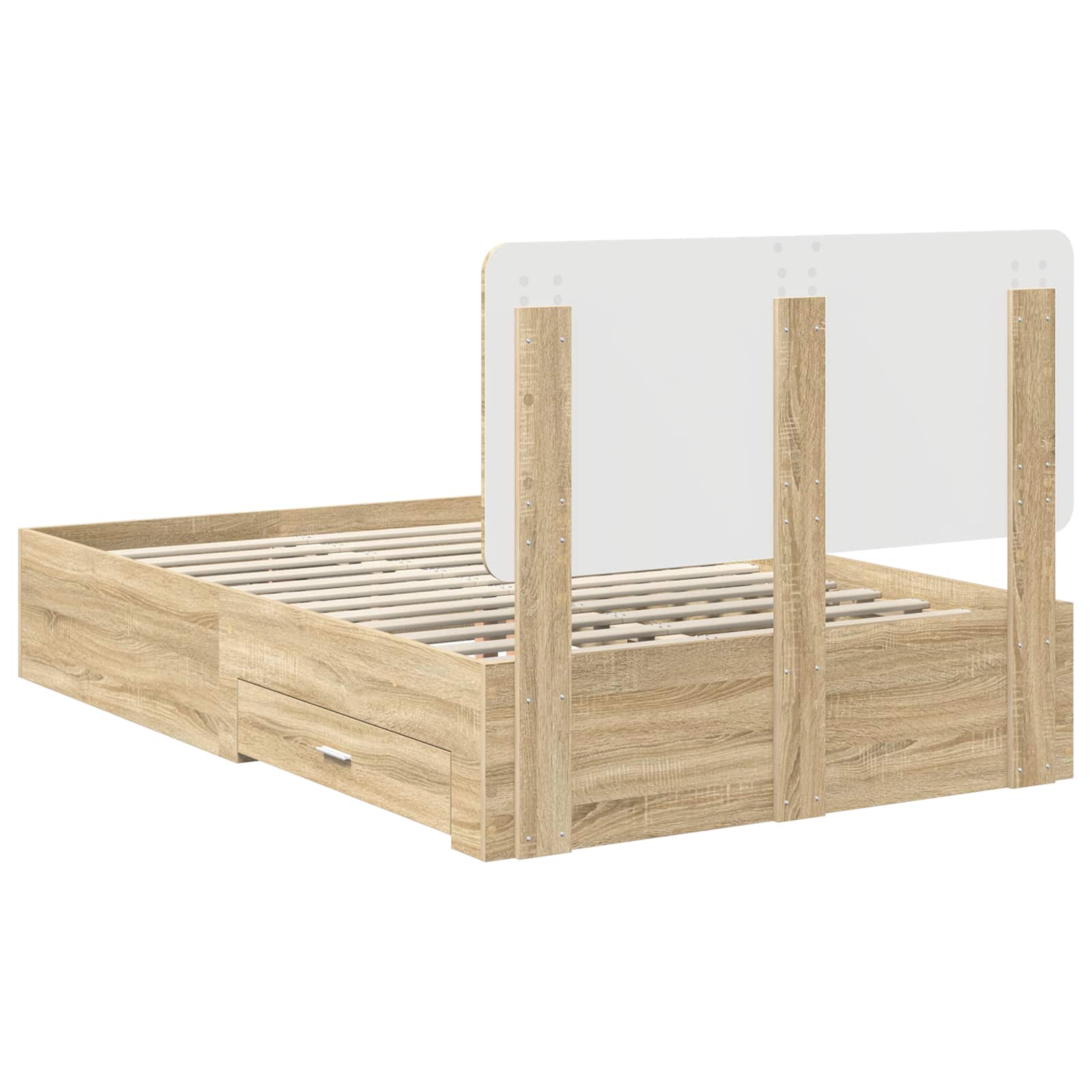 Struttura del letto con testiera Rovere Sonoma 135 x 190 cm | homemem39