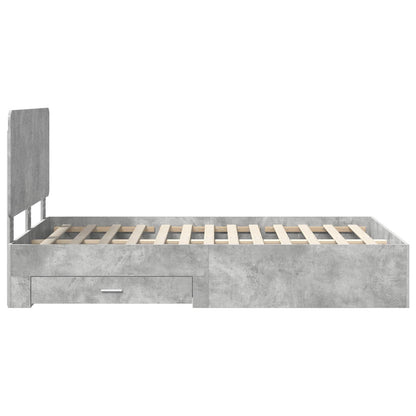 Struttura del letto con testiera Grigio cemento 135 x 190 cm | homemem39
