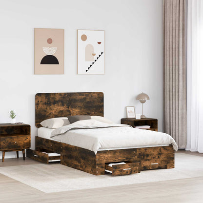 Struttura del letto Rovere fumé 135 x 190 cm Legno multistrato | homemem39