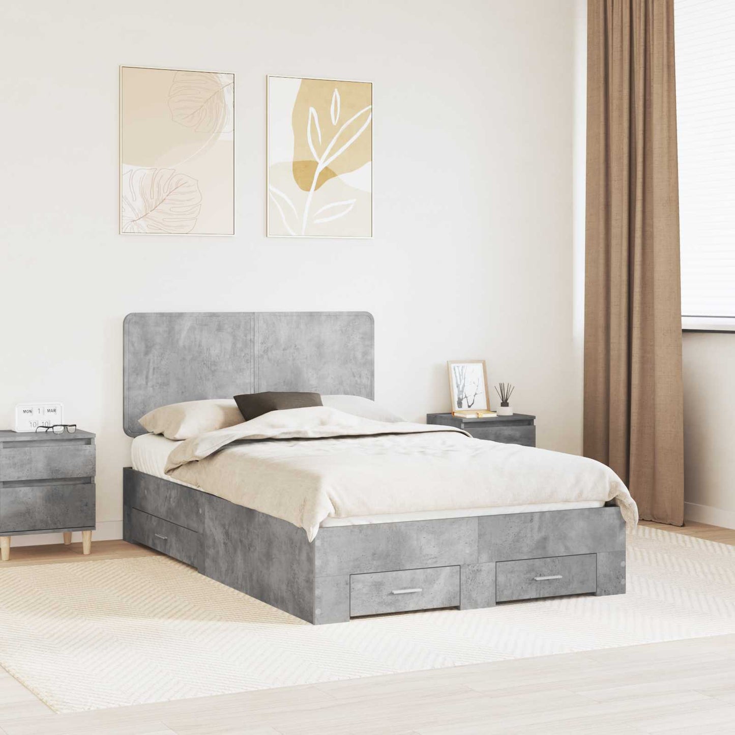 Struttura del letto con testiera Grigio cemento 120 x 200 cm