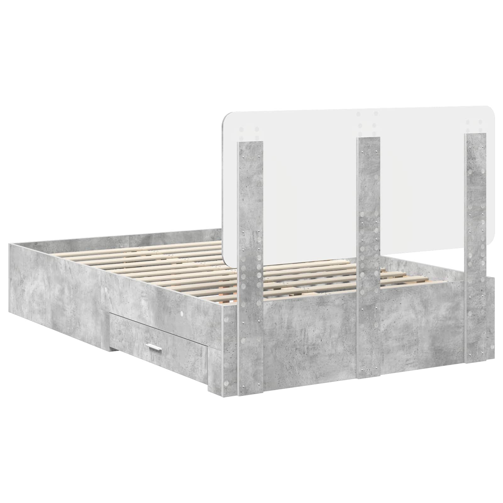 Struttura del letto con testiera Grigio cemento 120 x 200 cm | homemem39