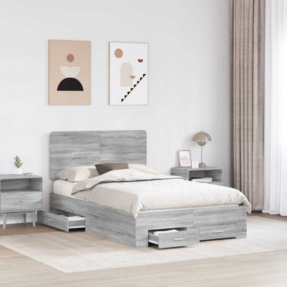 Struttura del letto con testiera Grigio Sonoma 120 x 200 cm | homemem39