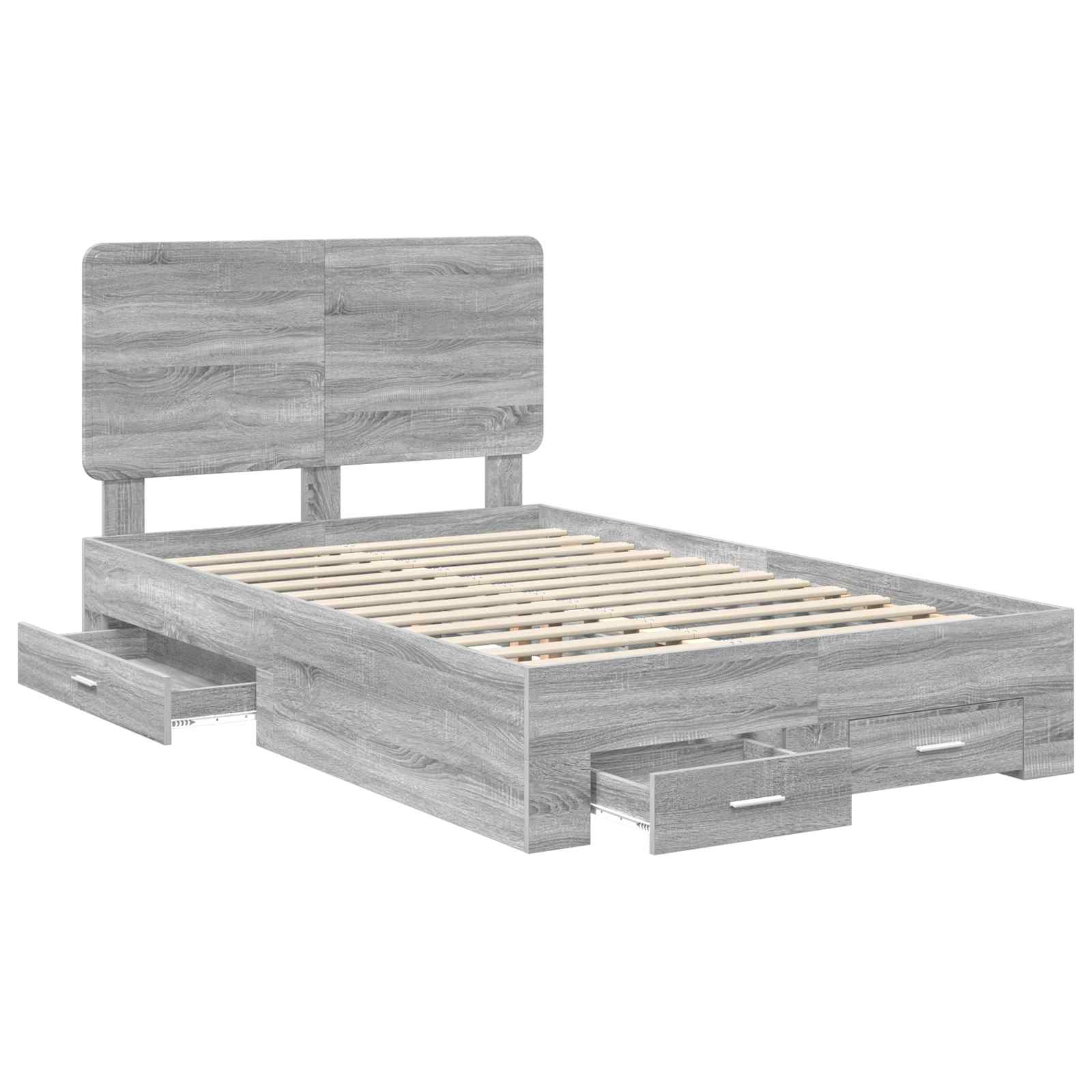 Struttura del letto con testiera Grigio Sonoma 120 x 200 cm | homemem39