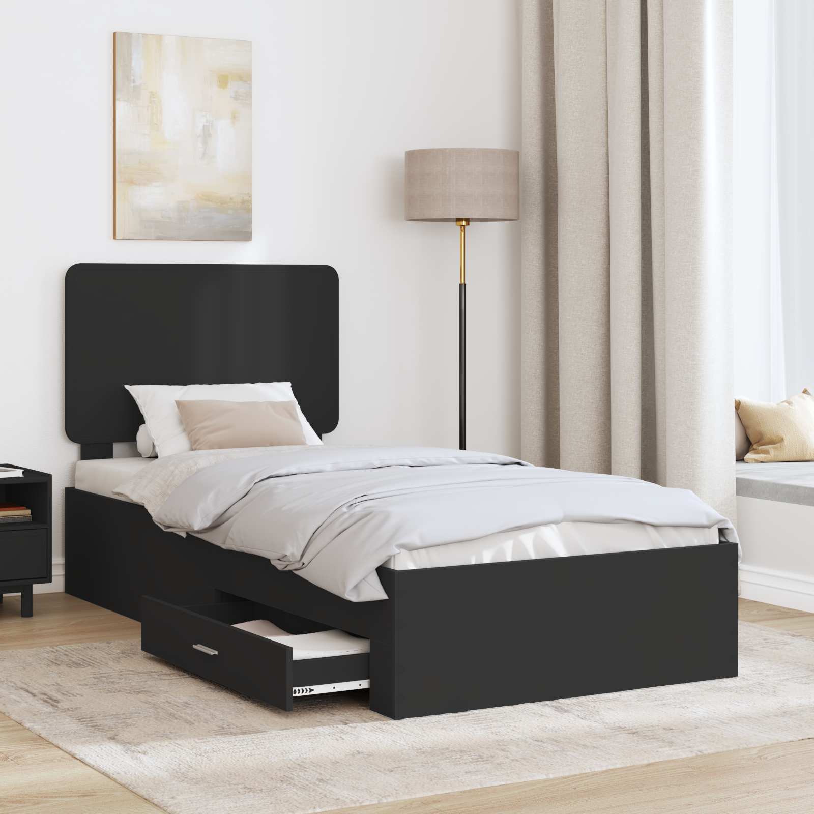 Struttura del letto Nero 100 x 200 cm Legno multistrato | homemem39