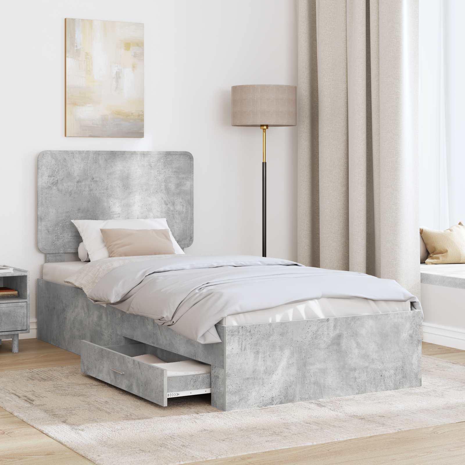 Struttura del letto con testiera Grigio cemento 100 x 200 cm | homemem39