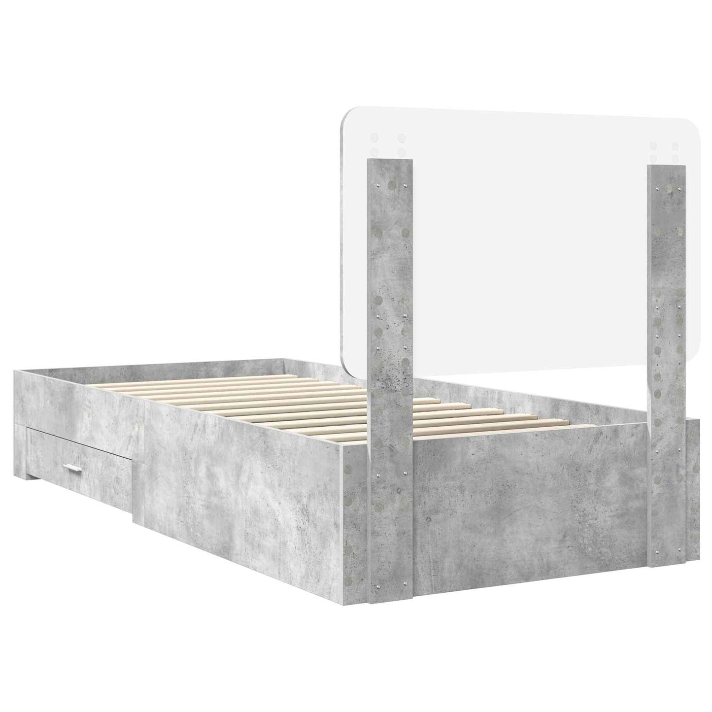 Struttura del letto con testiera Grigio cemento 100 x 200 cm | homemem39