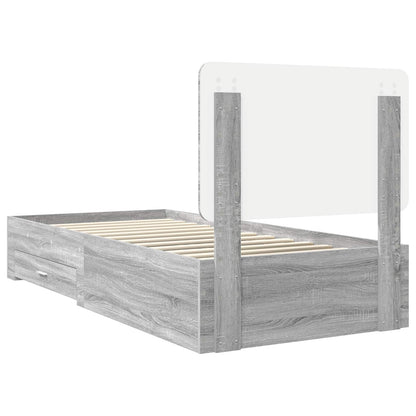 Struttura del letto con testiera Grigio Sonoma 100 x 200 cm | homemem39