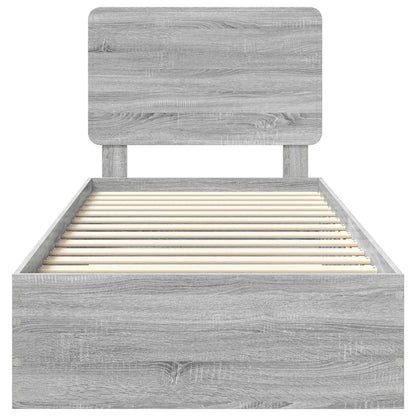 Struttura del letto con testiera Grigio Sonoma 100 x 200 cm | homemem39