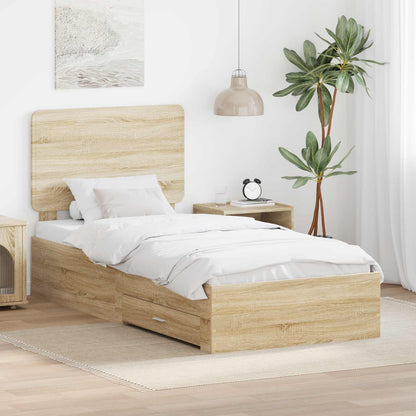 Struttura del letto Rovere Sonoma 90 x 200 cm Legno multistrato | homemem39