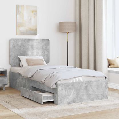 Struttura del letto con testiera Grigio cemento 90 x 200 cm | homemem39