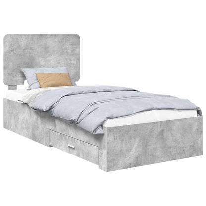 Struttura del letto con testiera Grigio cemento 90 x 200 cm | homemem39