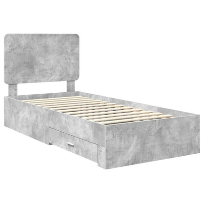 Struttura del letto con testiera Grigio cemento 90 x 200 cm | homemem39