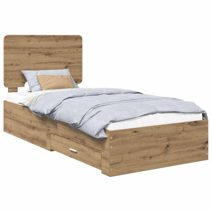 Struttura del letto con cassetto Rovere artigianale 90 x 200 cm | homemem39