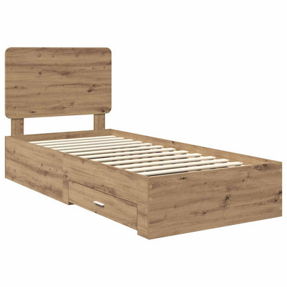 Struttura del letto con cassetto Rovere artigianale 90 x 200 cm | homemem39