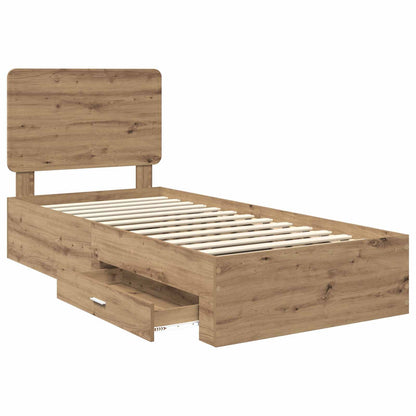 Struttura del letto con cassetto Rovere artigianale 90 x 190 cm | homemem39