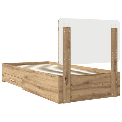 Struttura del letto con cassetto Rovere artigianale 90 x 190 cm | homemem39