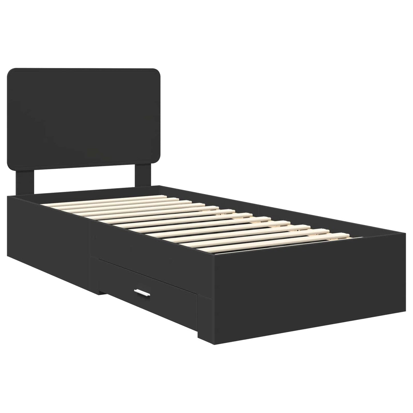 Struttura del letto Nero 75 x 190 cm Legno multistrato | homemem39