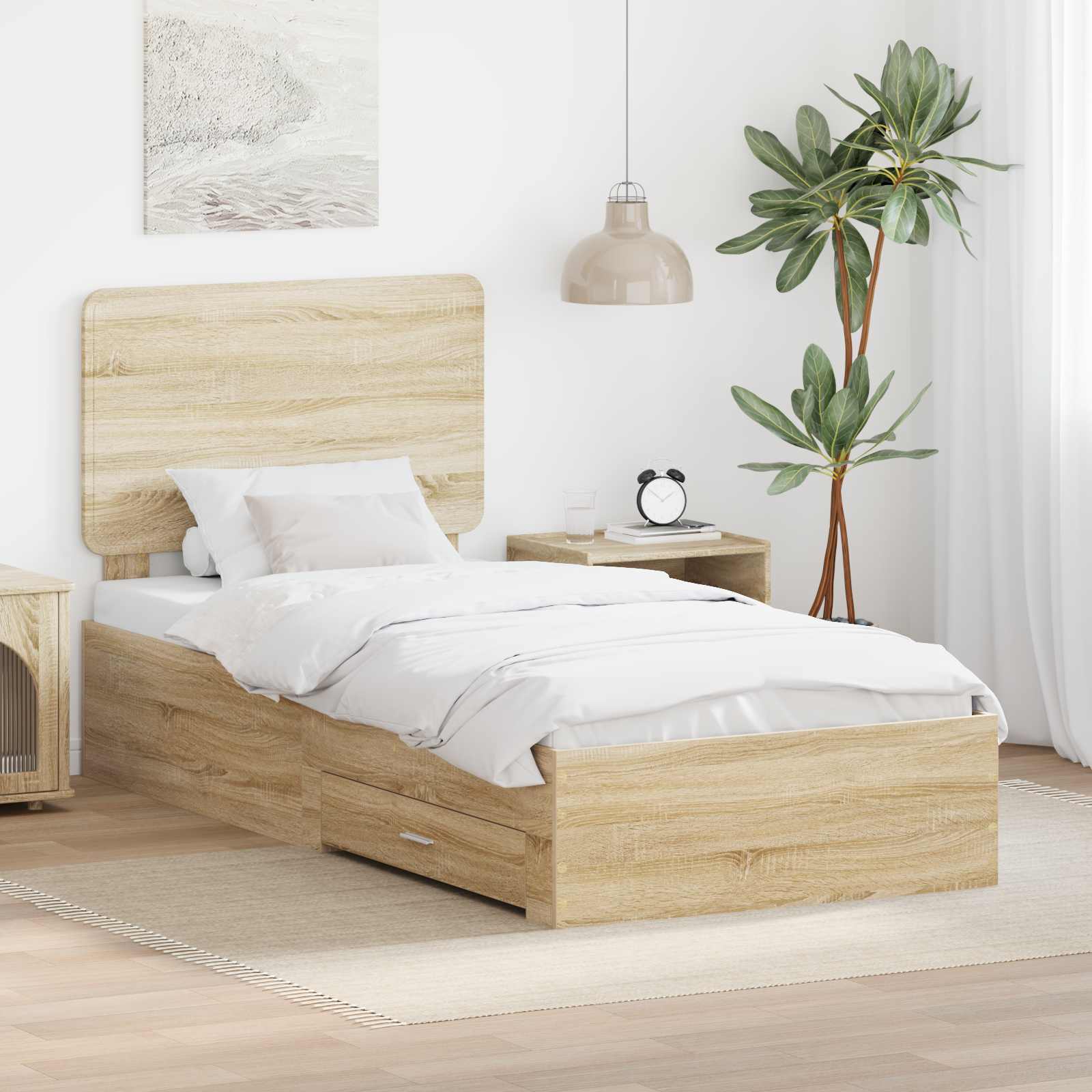 Struttura del letto Rovere Sonoma 75 x 190 cm Legno multistrato | homemem39