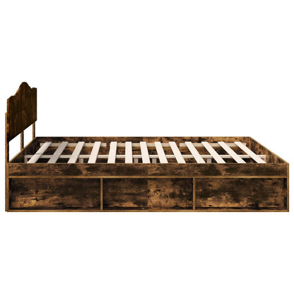 Struttura del letto Rovere fumé 200 x 200 cm Pino massello | homemem39