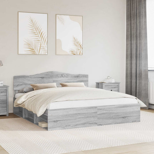 Struttura del letto Grigio Sonoma 200 x 200 cm Pino massello | homemem39