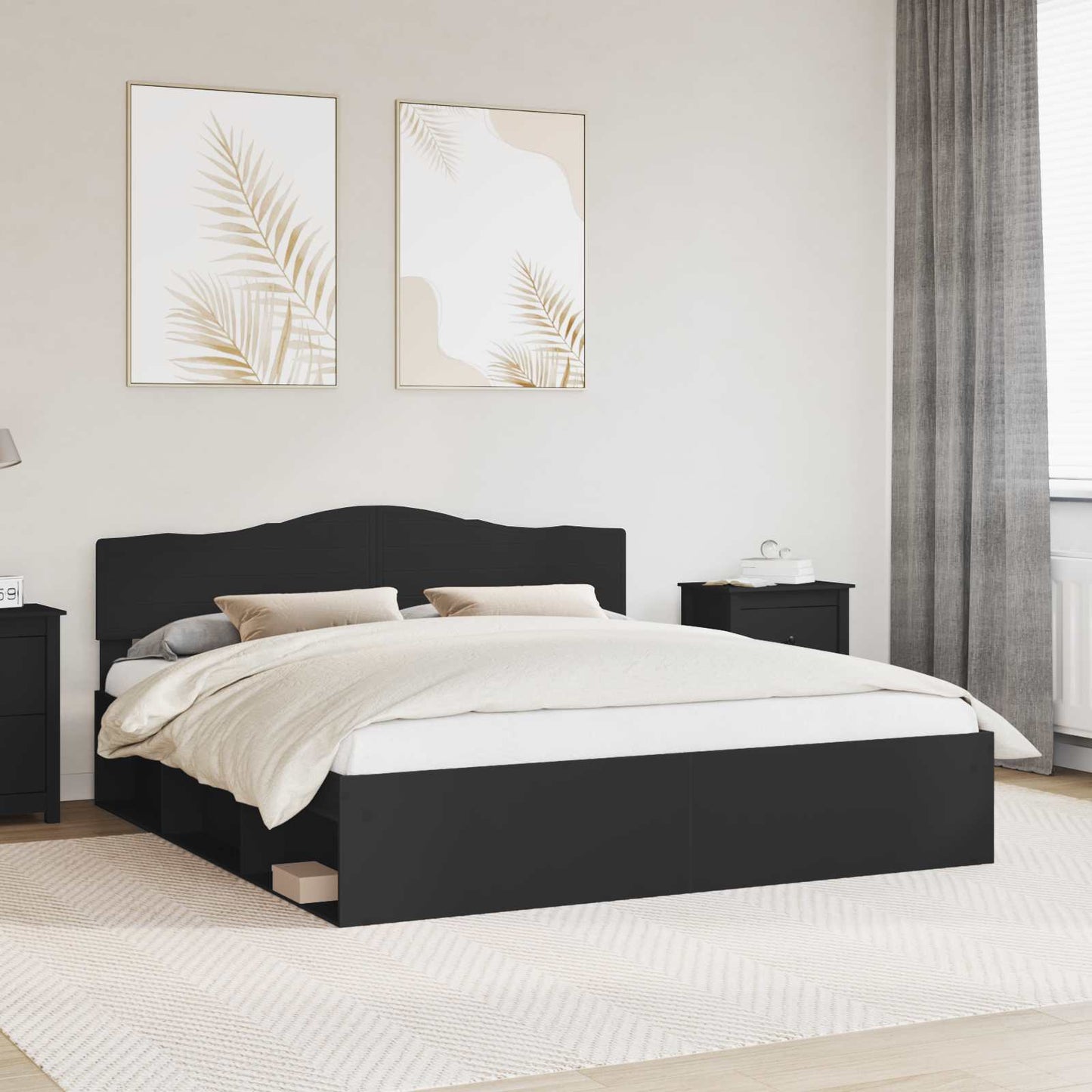 Struttura del letto Nero 180 x 200 cm Pino massello | homemem39