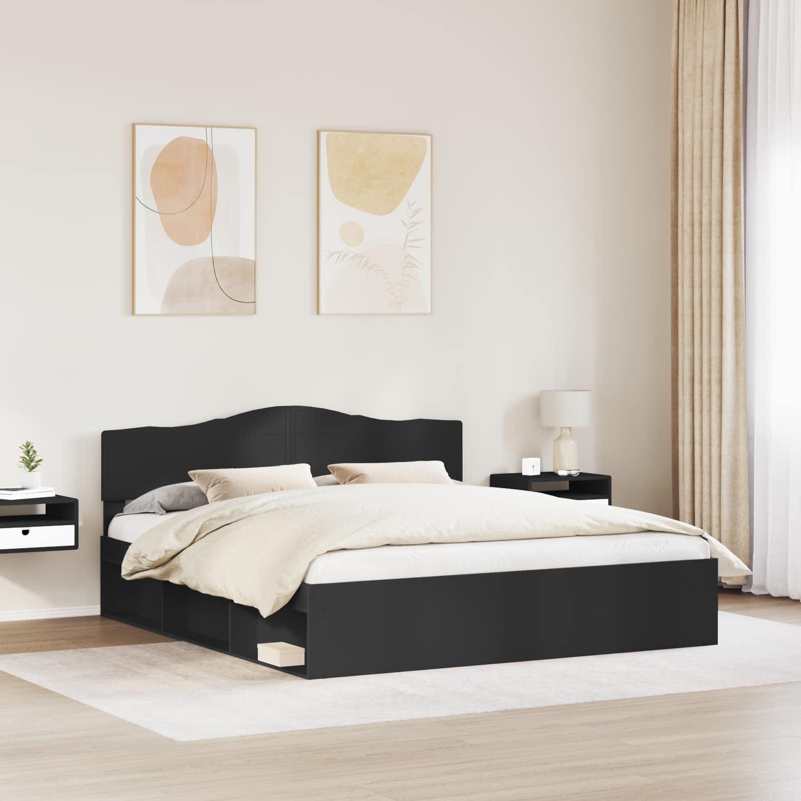 Struttura del letto Nero 180 x 200 cm Pino massello | homemem39