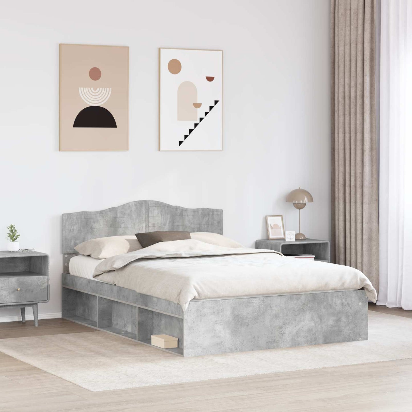 Struttura del letto Calcestruzzo 160 x 200 cm Pino massello | homemem39