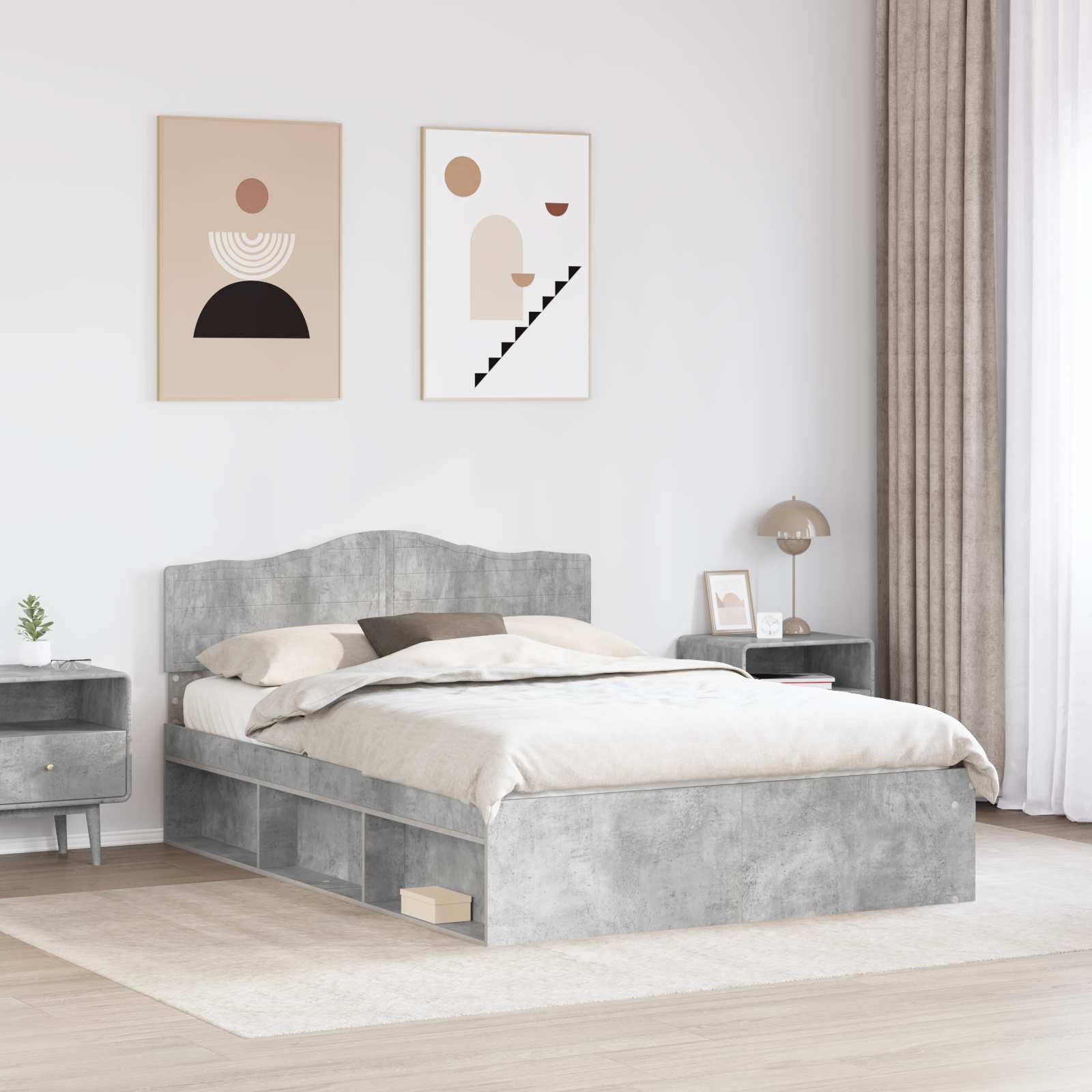 Struttura del letto Calcestruzzo 160 x 200 cm Pino massello | homemem39