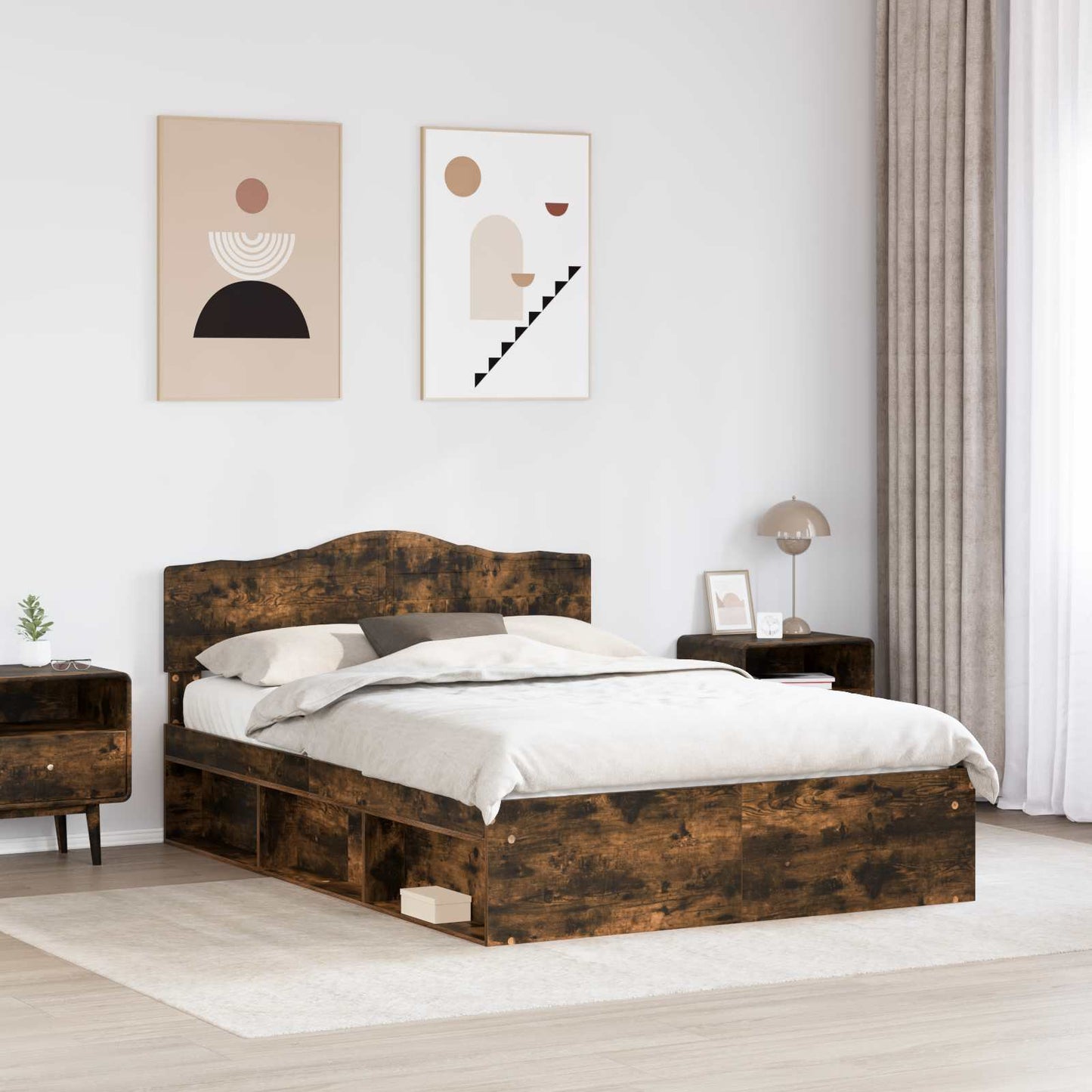 Struttura del letto Rovere fumé 160 x 200 cm Pino massello | homemem39