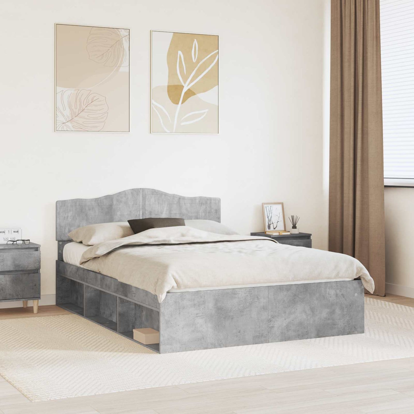 Struttura del letto Grigio Concretè 150 x 200 cm Pino massello | homemem39