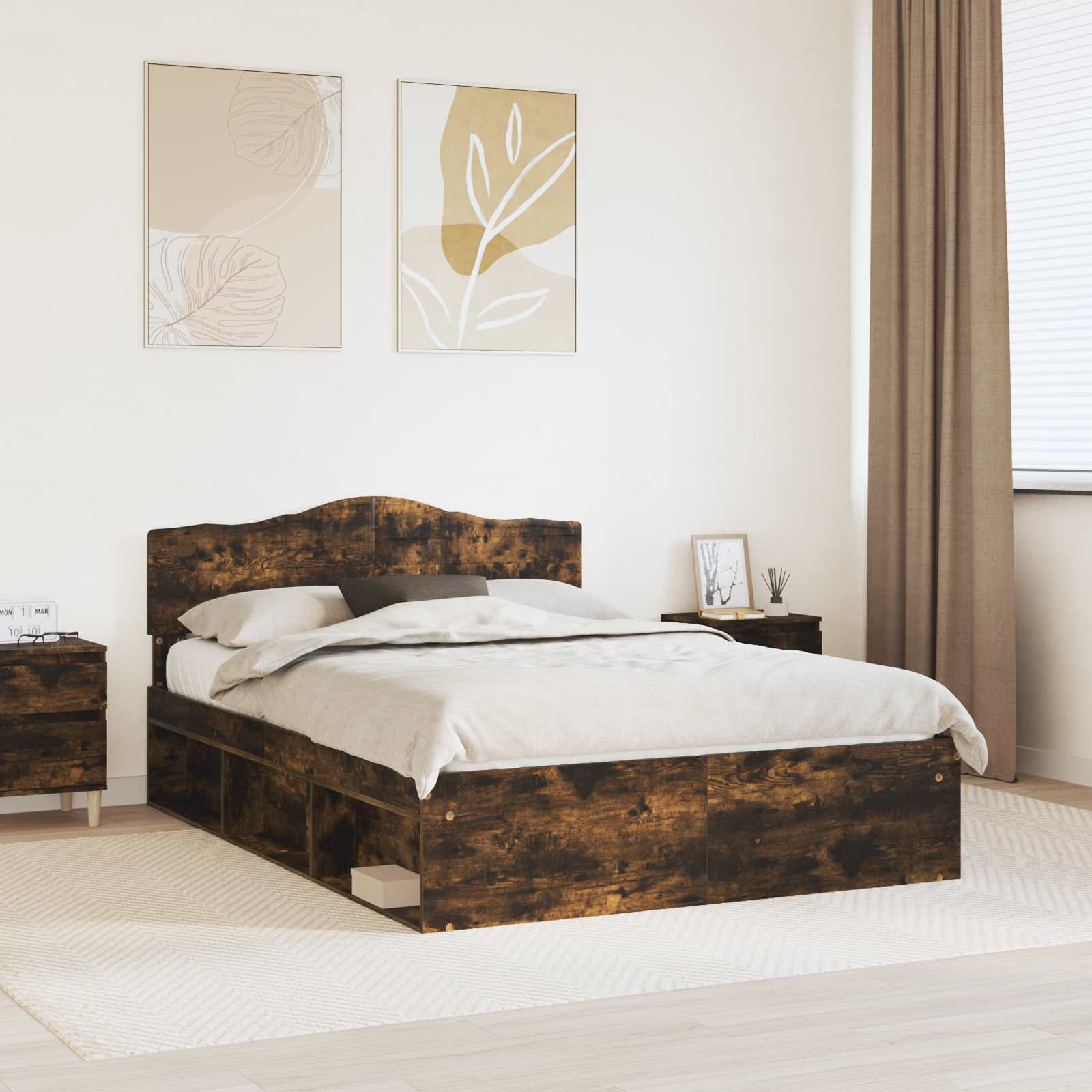 Struttura del letto Rovere fumé 140 x 200 cm Pino massello | homemem39