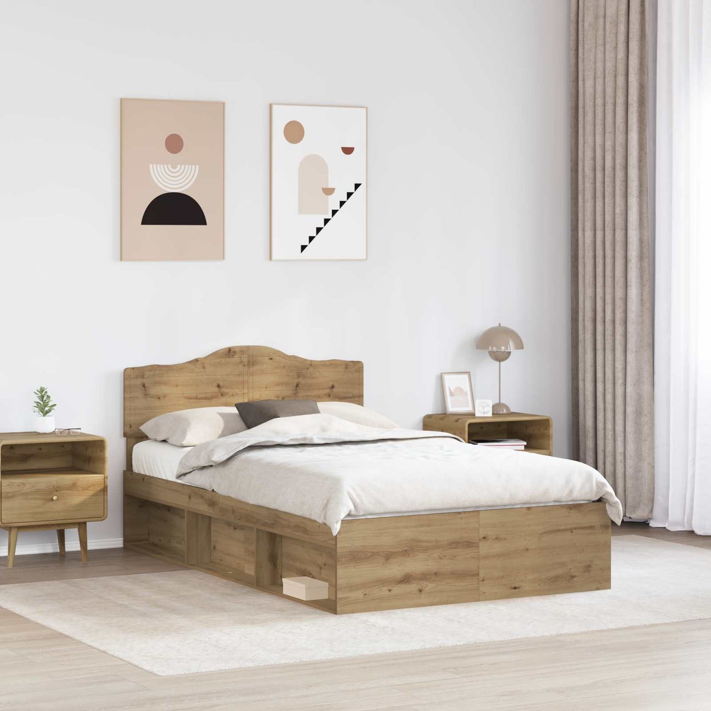 Struttura del letto Rovere Artigianale 135 x 190 cm | homemem39