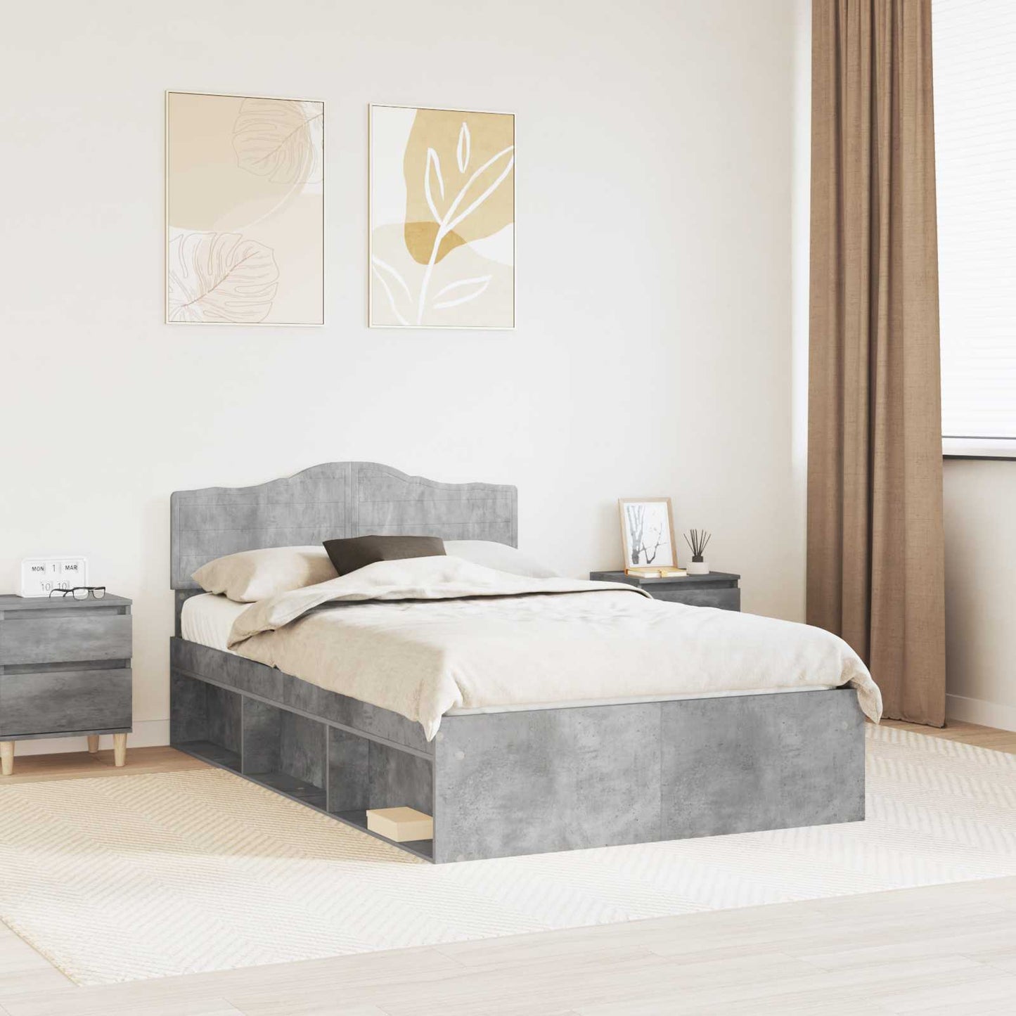 Struttura del letto Calcestruzzo 120 x 200 cm Pino massello | homemem39