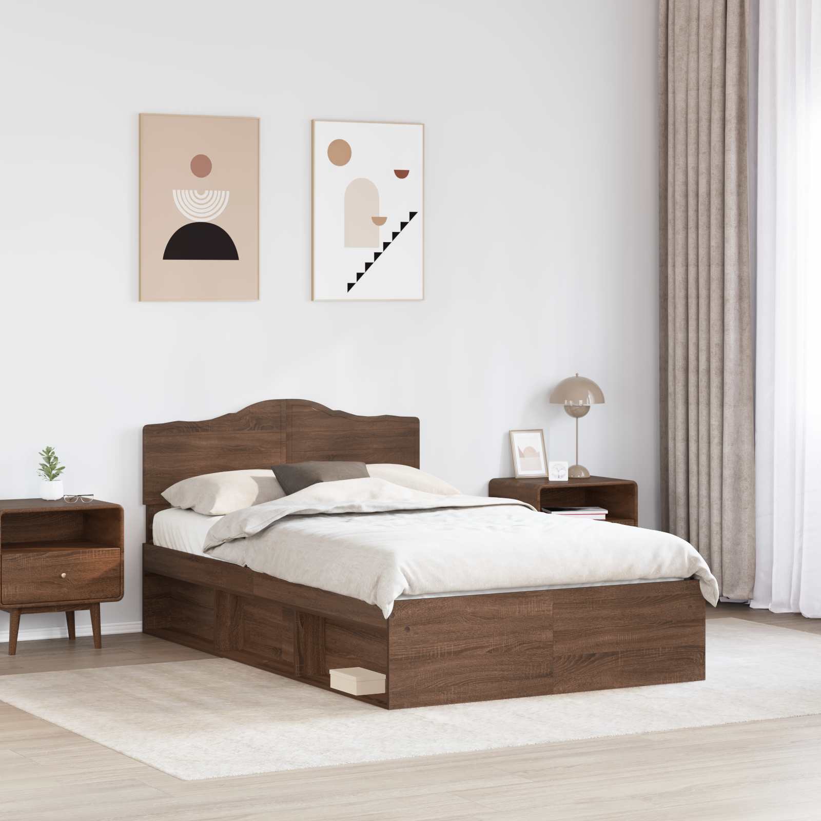 Struttura del letto Rovere Marrone 120 x 200 cm Pino massello | homemem39