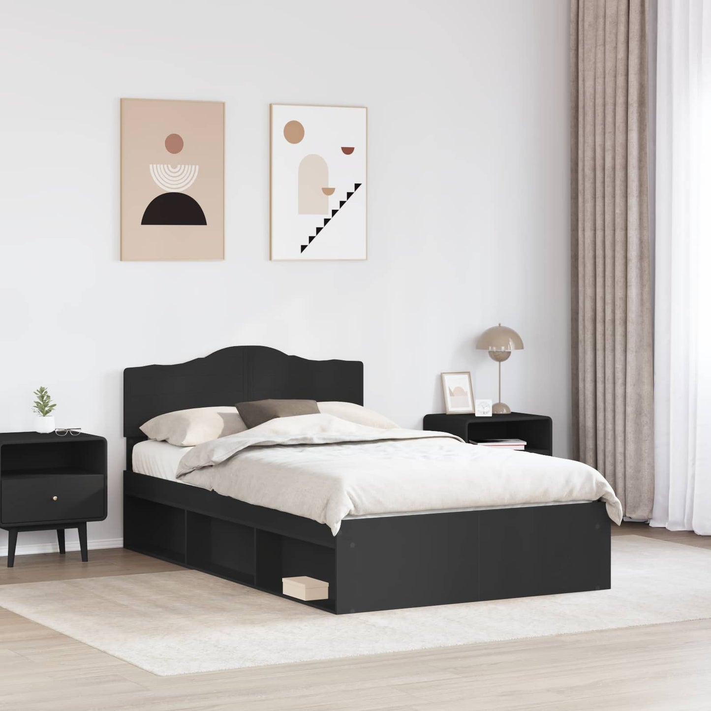 Struttura del letto Nero 120 x 190 cm Pino massello | homemem39
