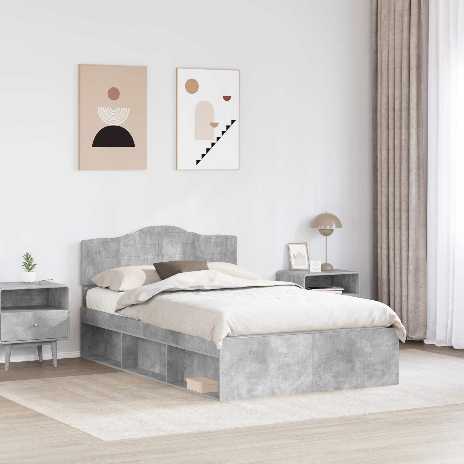 Struttura del letto Calcestruzzo 120 x 190 cm Pino massello | homemem39