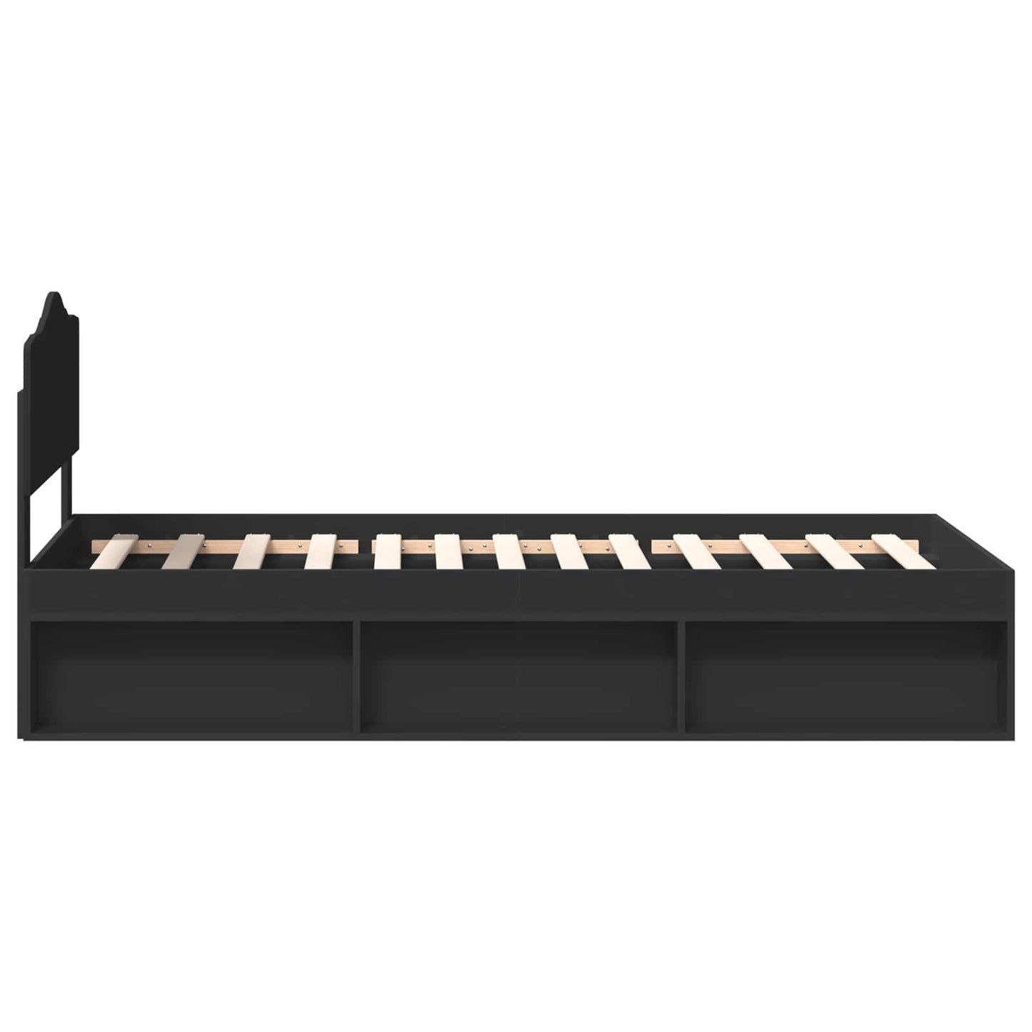 Struttura del letto con testiera Nero 90 x 200 cm Pino massello | homemem39