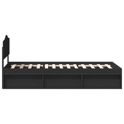 Struttura del letto con testiera Nero 90 x 200 cm Pino massello | homemem39
