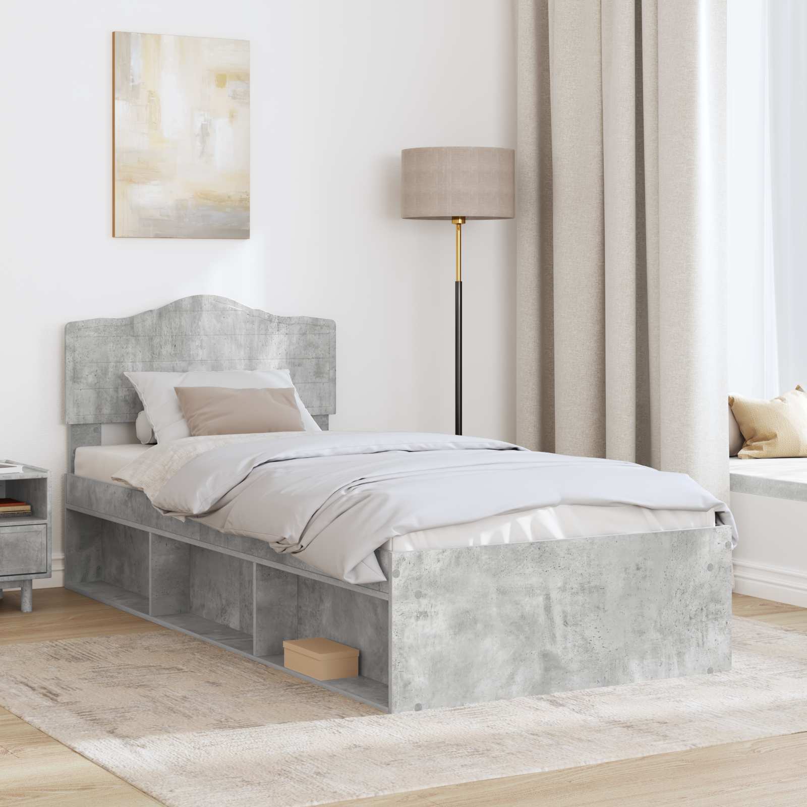 Struttura del letto Calcestruzzo 90 x 200 cm Pino massello | homemem39