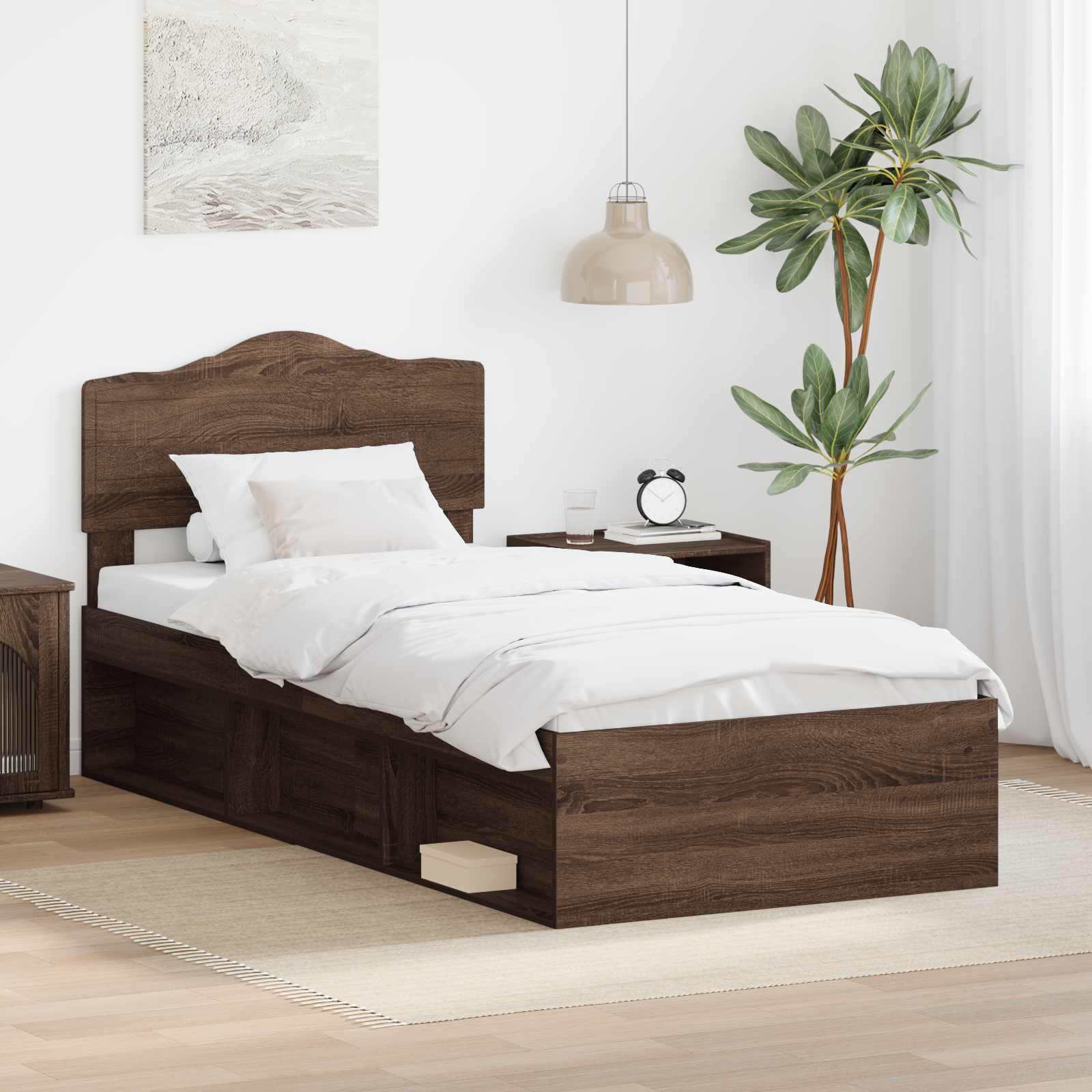 Struttura del letto Rovere Marrone 90 x 200 cm Pino massello | homemem39