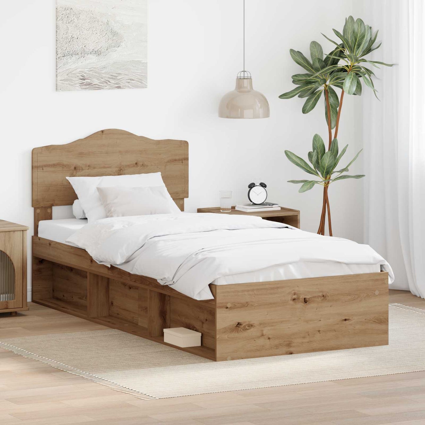Struttura del letto con testiera Rovere Artigianale 90 x 200 cm | homemem39