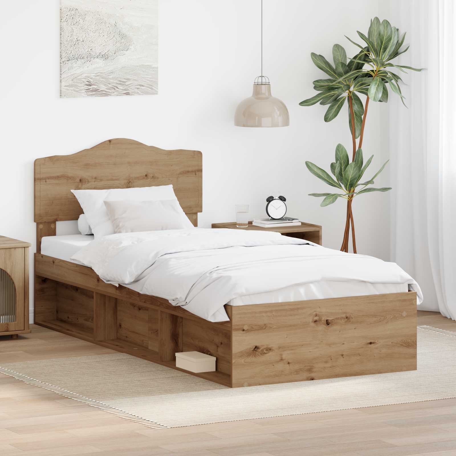 Struttura del letto con testiera Rovere Artigianale 90 x 200 cm | homemem39