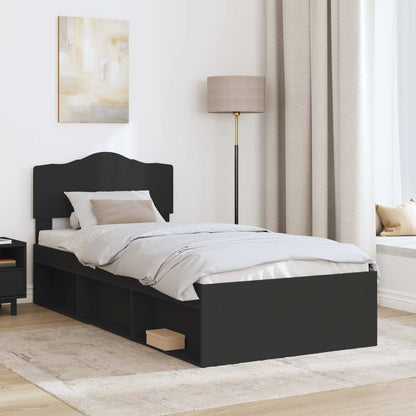 Struttura del letto con testiera Nero 90 x 190 cm Pino massello | homemem39