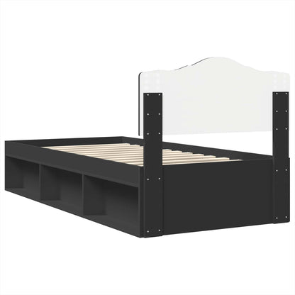 Struttura del letto con testiera Nero 90 x 190 cm Pino massello | homemem39