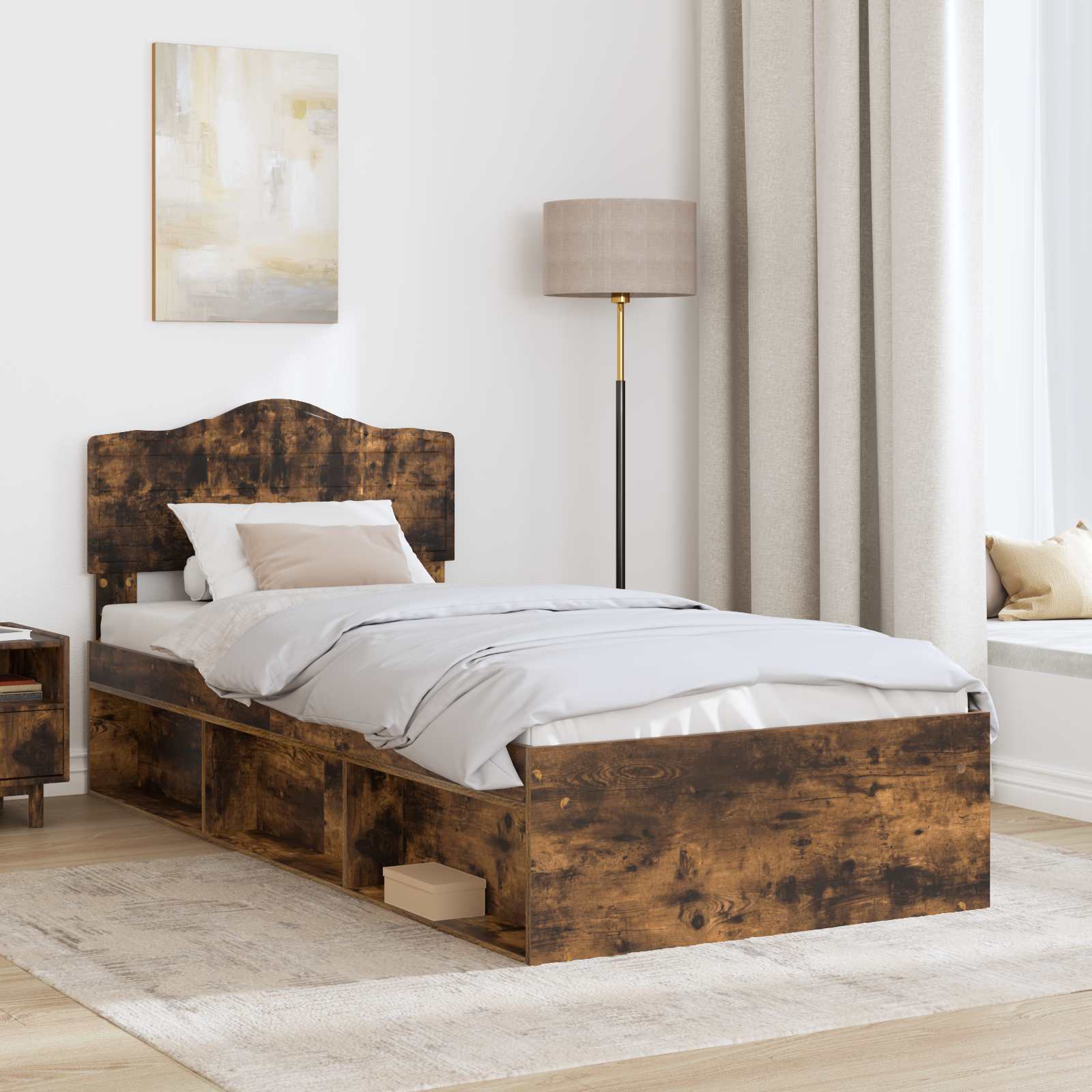 Struttura del letto Rovere fumé 90 x 190 cm Pino massello | homemem39