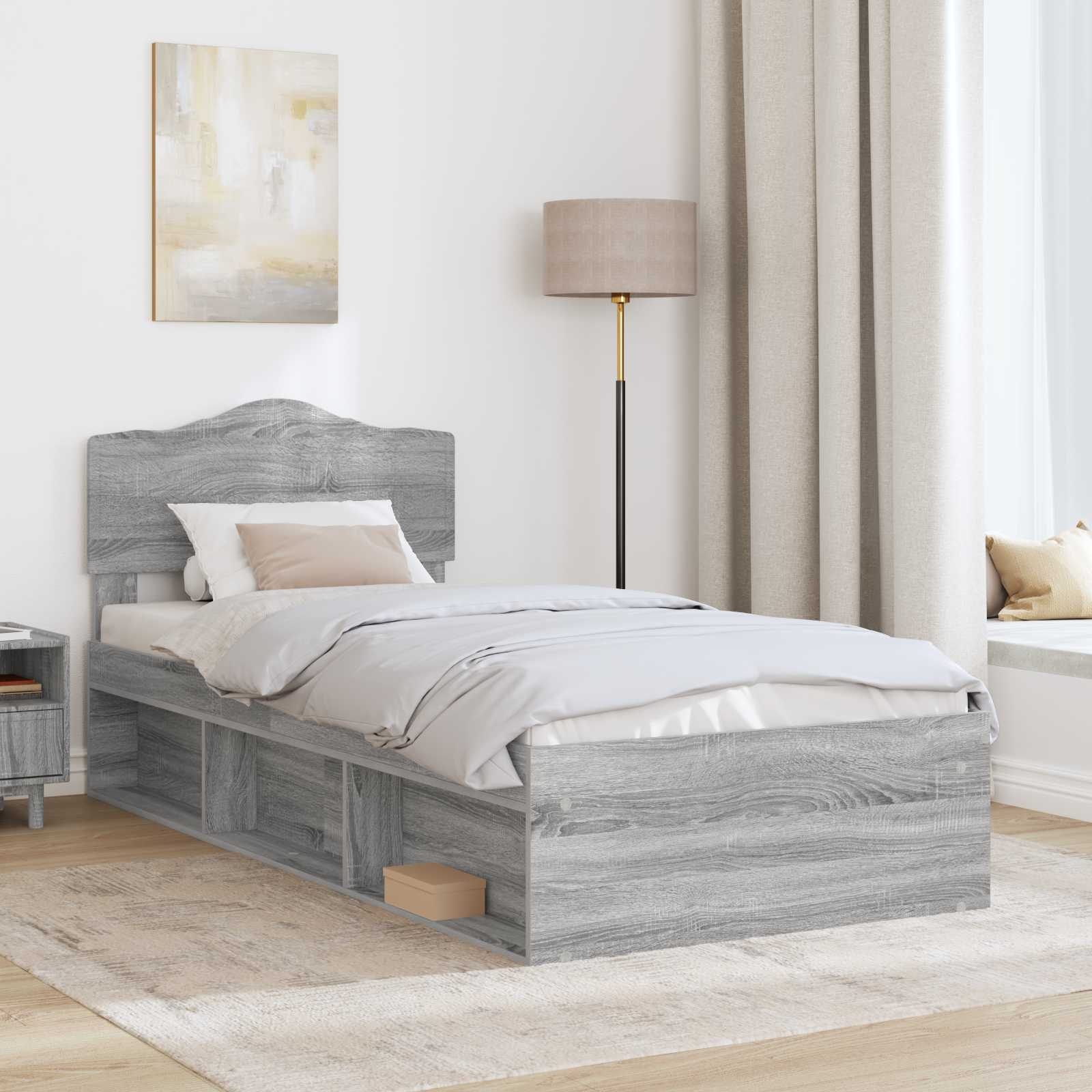Struttura del letto Grigio Sonoma 90 x 190 cm Pino massello | homemem39