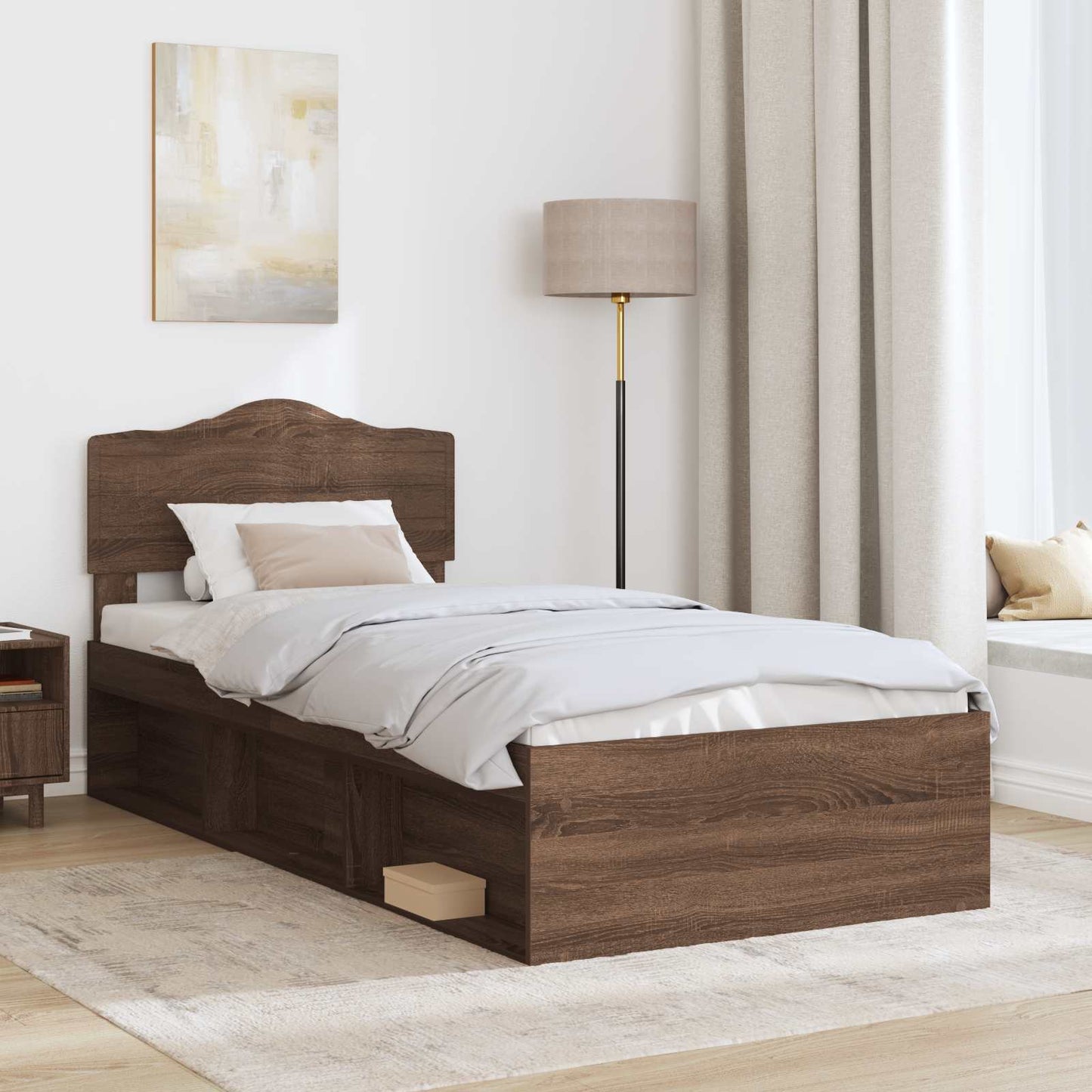 Struttura del letto Rovere Marrone 90 x 190 cm Pino massello | homemem39