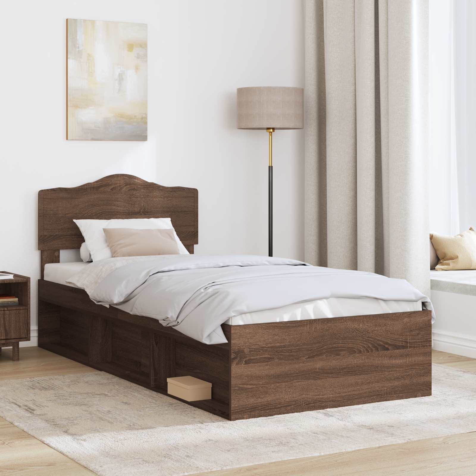 Struttura del letto Rovere Marrone 90 x 190 cm Pino massello | homemem39
